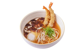Broth with shrimps in batter