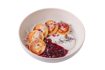 Cheese pancakes with sour cream