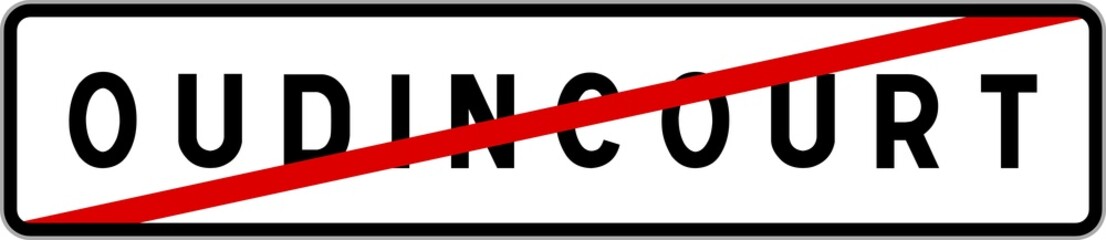 Fototapeta premium Panneau sortie ville agglomération Oudincourt / Town exit sign Oudincourt