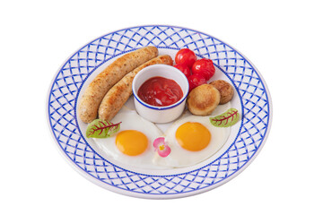 Sausages with ketchup in a bowl