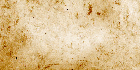 Old paper texture background, old  brown paper parchment background design with distressed vintage stains and ink spatter and white faded shabby center.