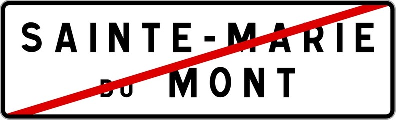 Panneau sortie ville agglomération Sainte-Marie-du-Mont / Town exit sign Sainte-Marie-du-Mont