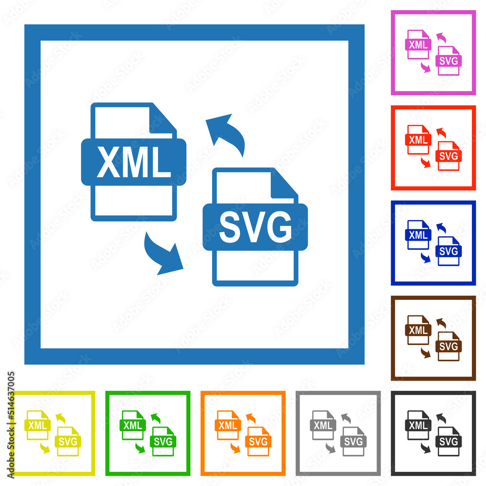 Poster xml svg file conversion flat framed icons