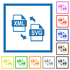 XML SVG file conversion flat framed icons