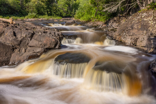 Knife River Cascading Waterfall In The Woods