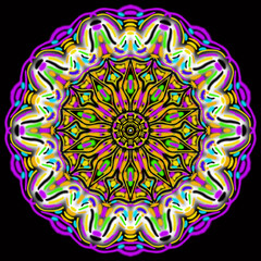 Mandala colorata su sfondo nero