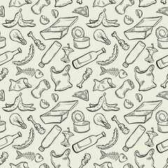 Trash line seamless vector pattern