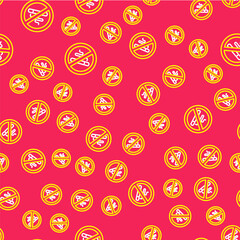 Line No Smoking icon isolated seamless pattern on red background. Cigarette symbol. Vector