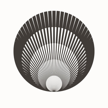 Abstract creative circles with radial lines as shell. Geometric art lines background. Can be used as icon, logo or tattoo.