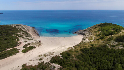 Fototapeta na wymiar Beautiful view of the seacoast of Majorca with an amazing turquoise sea, in the middle of the nature. Concept of summer, travel, relax and enjoy 