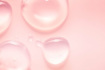 Cosmetic pink lotion transparent gel drops texture background
