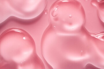 Cosmetic pink lotion transparent gel drops texture background