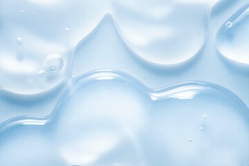 Cosmetic blue gray lotion transparent gel drops texture background