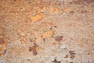 Old worn metal surface with paint. Rusty metal texture. Fence. Gate.