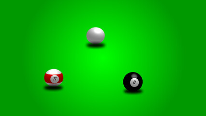billiard balls on a white background