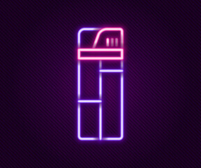 Glowing neon line Lighter icon isolated on black background. Colorful outline concept. Vector