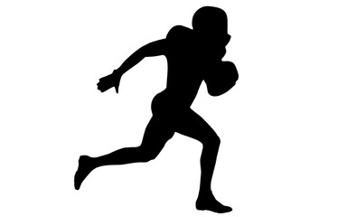 Fototapeta na wymiar black silhouette of an American football player