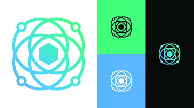 Atom Molecule System Technology Logo Design Concept