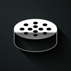 Silver Water sensor icon isolated on black background. Long shadow style. Vector