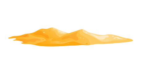 Pile of sand in cartoon, sandy dune in desert or at beach. Heap of building material. Vector illustration