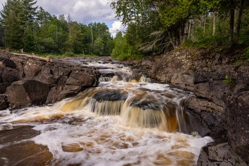 Knife River Cascading Waterfall In The Woods
