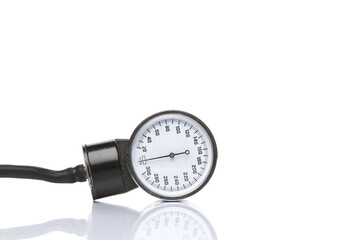 Medical monometer isolated on white background with reflection