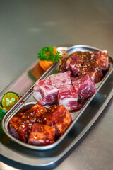 Korean charcoal grilled beef cubes