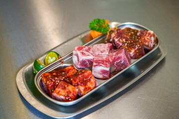 Korean charcoal grilled beef cubes