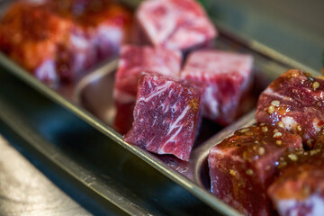 Korean charcoal grilled beef cubes