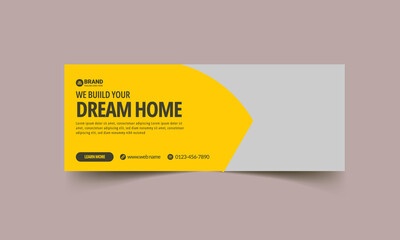  Real estate timeline cover banner template design, Set of modern abstract flat corporate real estate construction cover, banner, social media post, timeline cover, web banner, template design