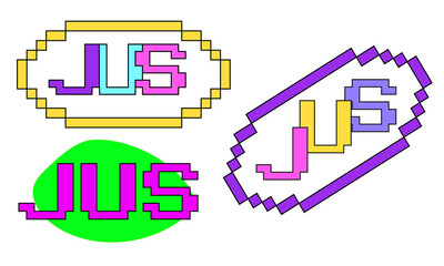 jus j u s alphabet letter logo pixel art creative text dots company vector icon design template sign for mobile concept and web design, Design,Geometric, Hi-tech, digital