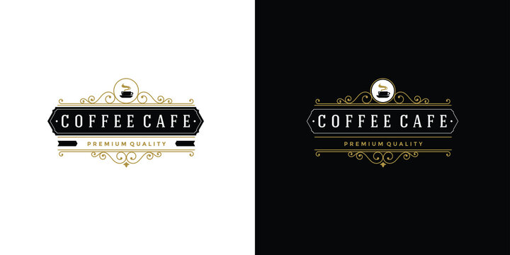Retro coffee logo design, vintage coffee cafe label