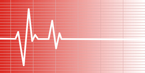 Tło bicie serca . linia pulsu. Ilustracja wektorowa na czerwonym  tle. Bicie serca, EKG. Zdrowie i medycyna.	 - obrazy, fototapety, plakaty