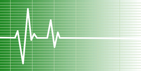 Tło bicie serca . linia pulsu. Ilustracja wektorowa na zielonym  tle. Bicie serca, EKG. Zdrowie i medycyna. - obrazy, fototapety, plakaty