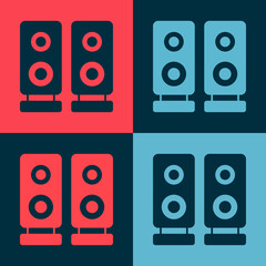 Pop art Stereo speaker icon isolated on color background. Sound system speakers. Music icon. Musical column speaker bass equipment. Vector
