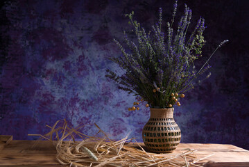lavender and wheat still life