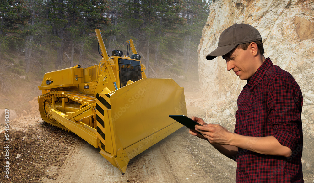 Poster engineer programs autonomous bulldozer using digital tablet