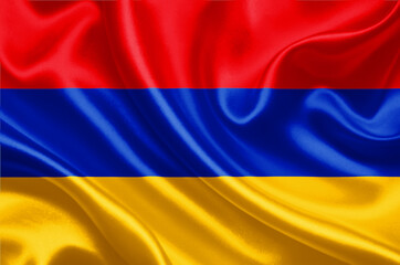Armenia flag on satin texture effect