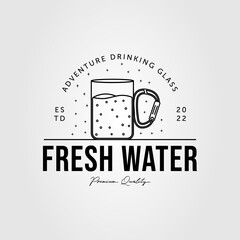 fresh water on adventure glass logo vector illustration design
