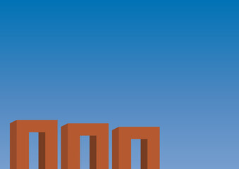 Abstract Architecture Red Gate with Blue Sky Background in Minimalist Style, Suitable for Presentation, Poster, and Backdrop. (Vector)