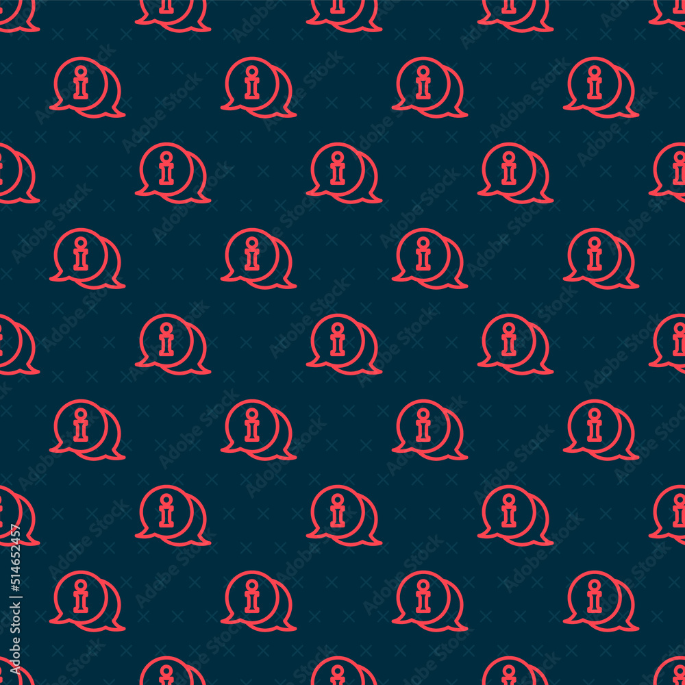 Poster red line information icon isolated seamless pattern on black background. vector