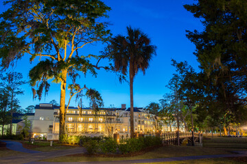 Obraz premium Nighttime view at The Montage, SC.