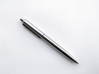 Silver pen isolated on white background.