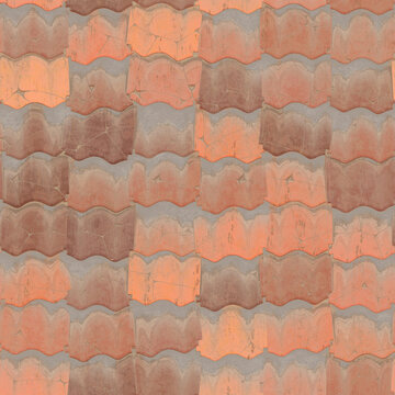 Realistic cracked red tile rendered texture seamless background image