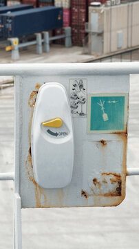 The emergency position indicating radio beacon attached to the ship's hull. Search and rescue mandatory device onboard every ship. GPS EPIRB
