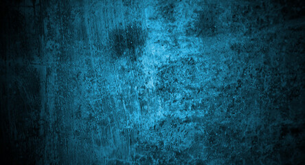 Blue concrete scary for background. Dark blue wall halloween background concept. Horror cement texture