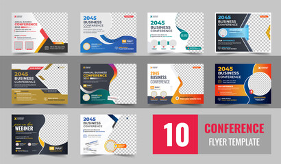 Corporate horizontal business conference flyer template, Business conference flyer template design Bundle