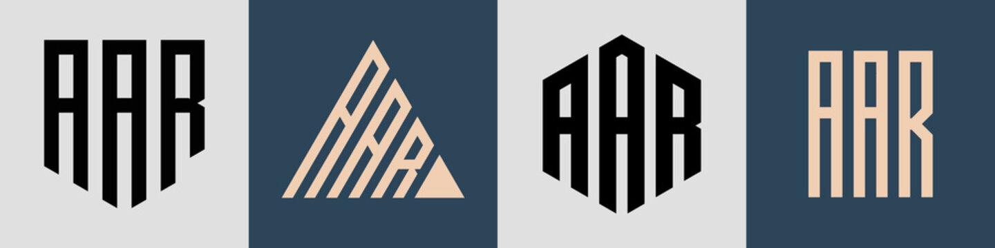 Creative simple Initial Letters AAR Logo Designs Bundle.
