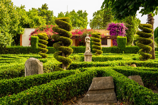View over the gardens of the Real del Viveros in Valencia, Andalusia Spain