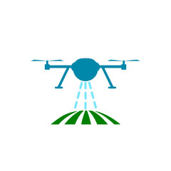 Smart farm with drone control icon isolated on white background